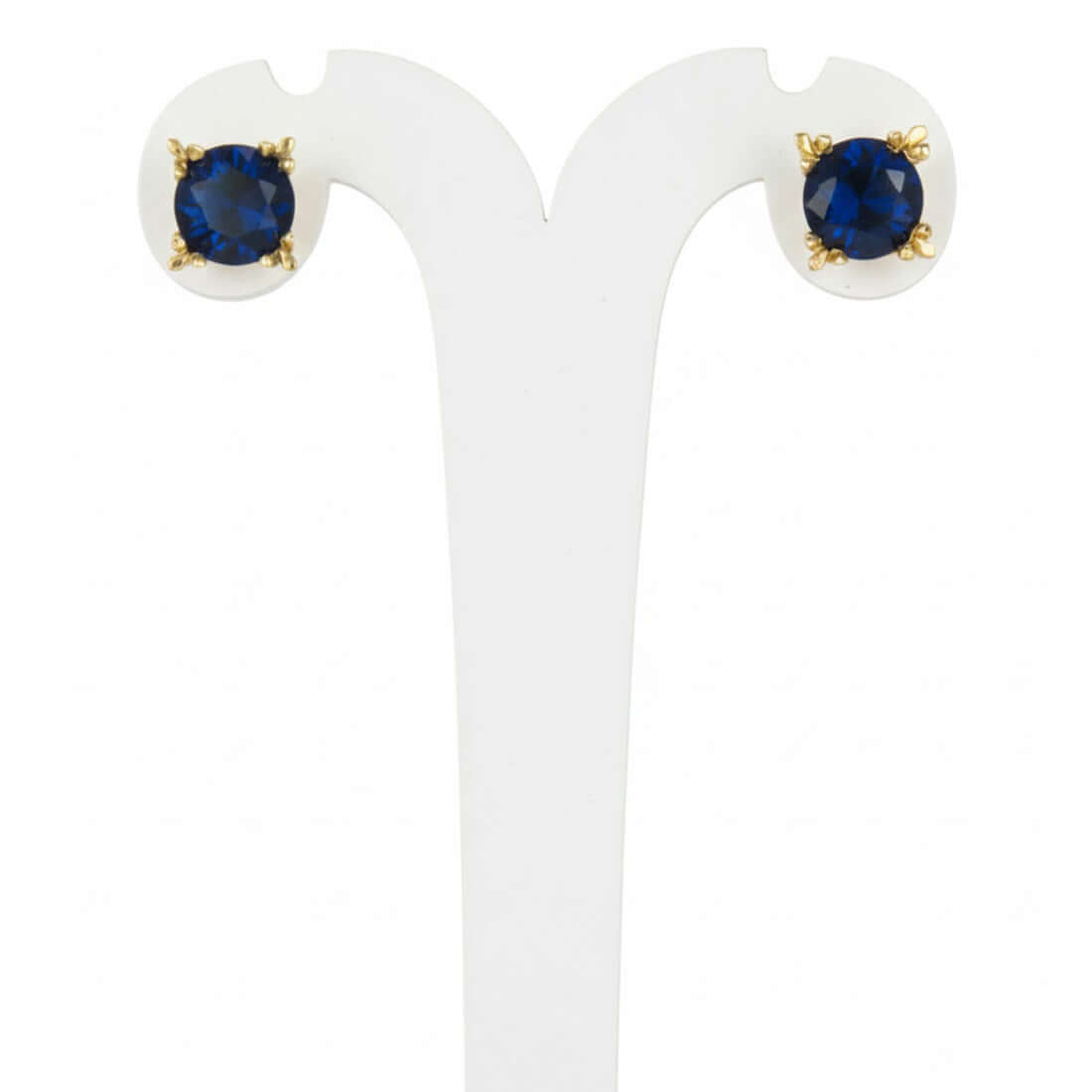 Gold-Plated-Deep-Blue-Stone-Stud-Earrings-9mm