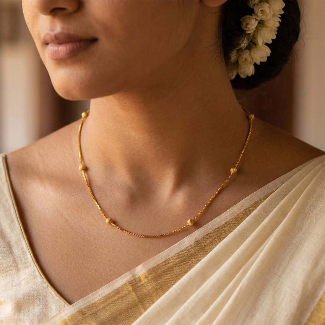 Gold Plated Designer Beaded Kilukkam Chain