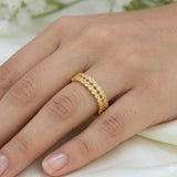 Gold Plated Two Line CZ Stone Finger Ring