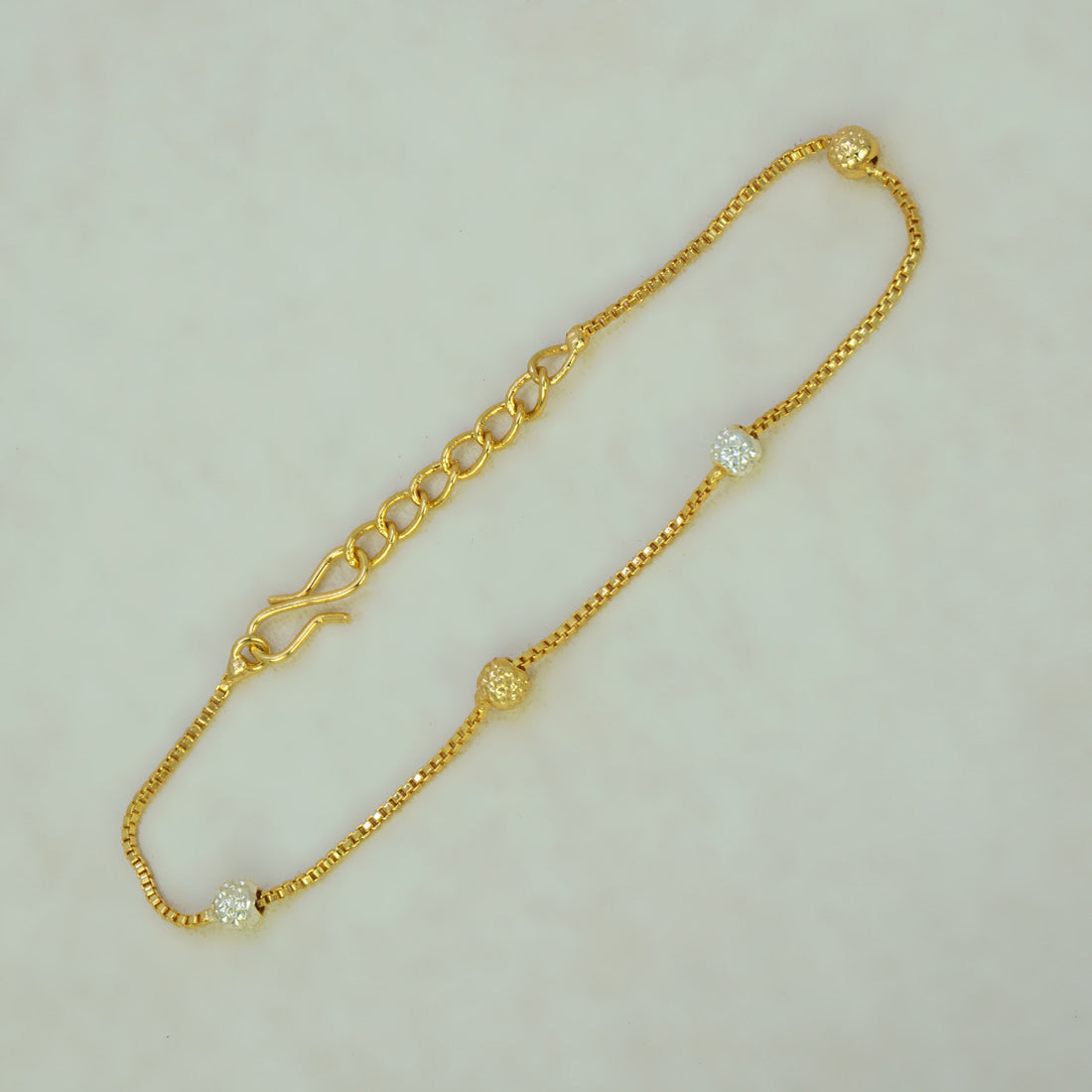 Gold-Plated Dual Tone Bead Chain Bracelet