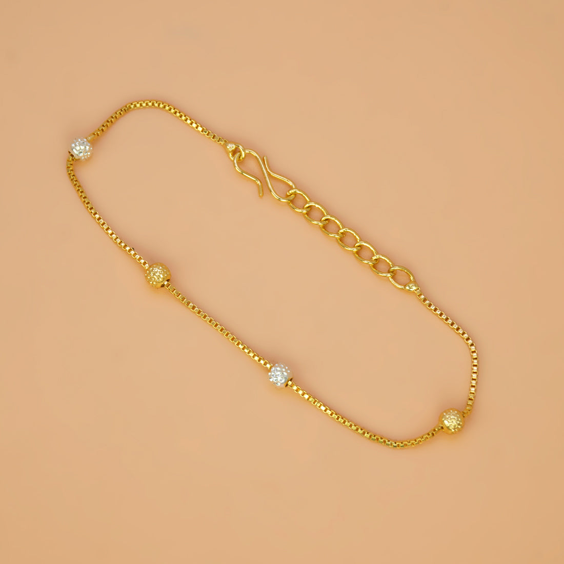 Gold-Plated Dual Tone Bead Chain Bracelet