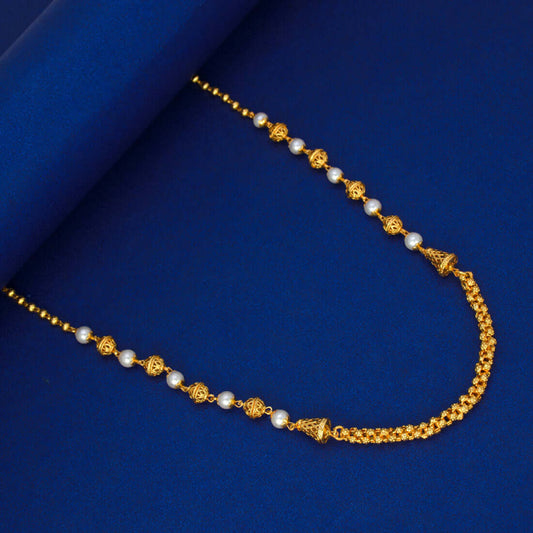सोने की परत चढ़ा हुआ फिलिग्री मनका मोती का हार 