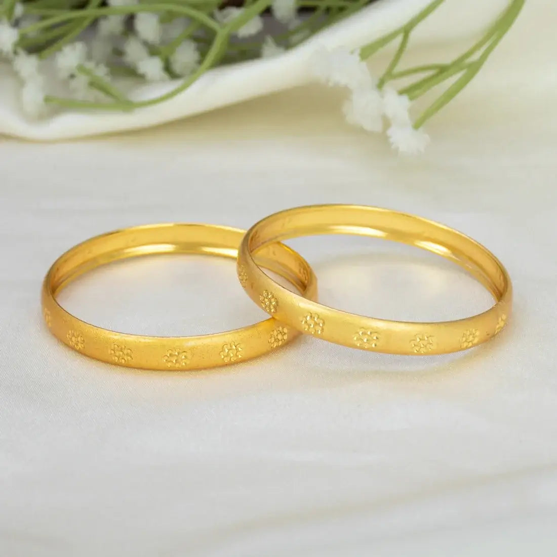 Gold-Plated Lightweight Floral Baby Bangles