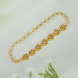 Gold Plated Floral CZ Stone Chain Bracelet