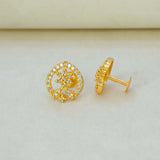 Stunning Gold Plated Floral Heart CZ Stud Earrings