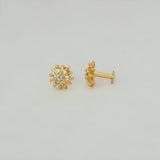 Gold Plated Floral CZ Stud Earrings