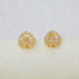 Stunning Gold Plated Floral Heart CZ Stud Earrings