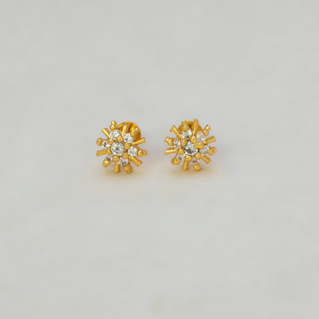 Gold Plated Floral CZ Stud Earrings