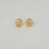 Gold Plated Floral CZ Stud Earrings