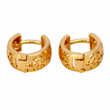Gold-Plated Floral Design Plain Hoop Earrings