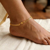Gold-Plated Floral Disc Drop Chain Anklet
