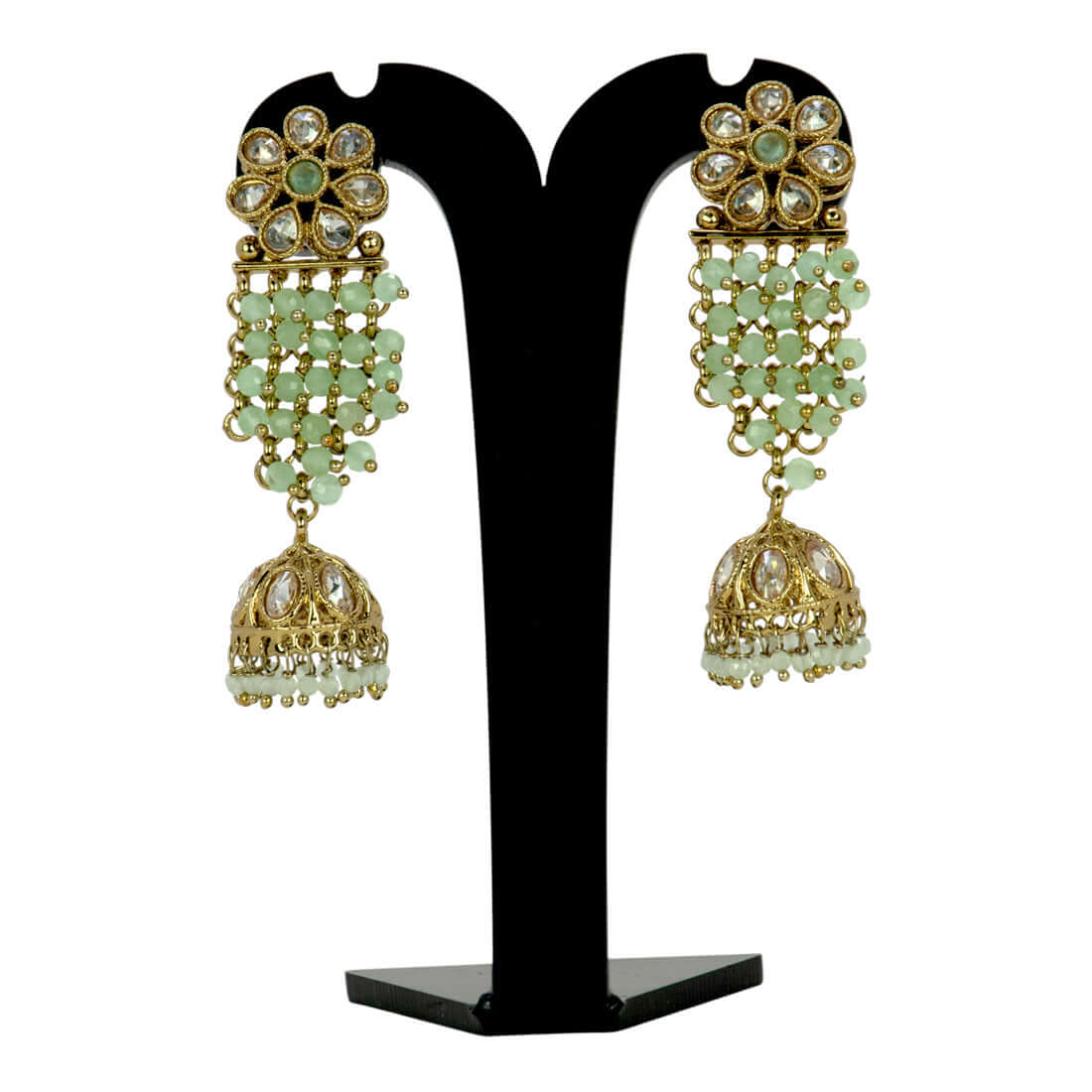 Gold-Plated-Floral-Kundan-Jhumka-Earrings