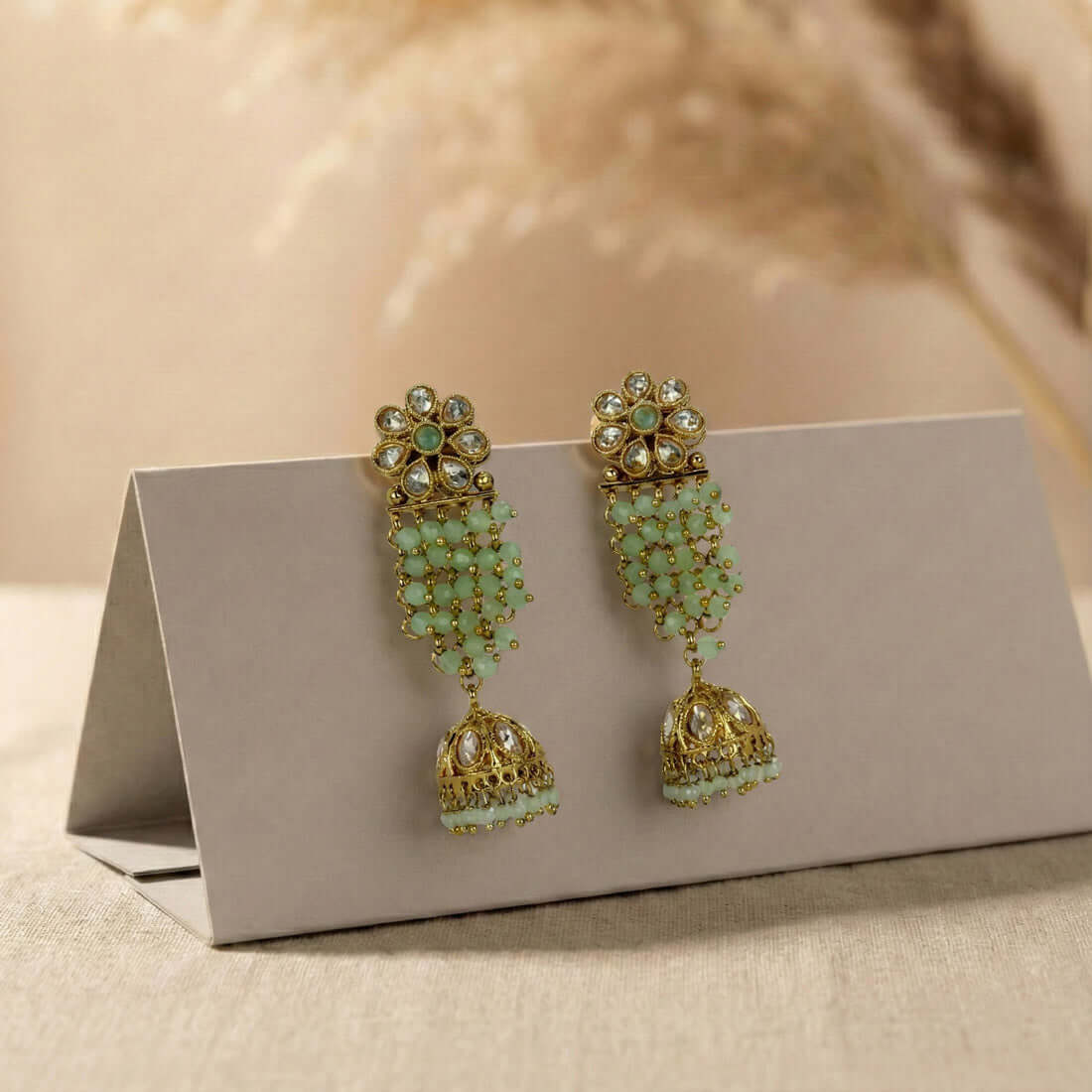 Gold-Plated-Floral-Kundan-Jhumka-Earrings