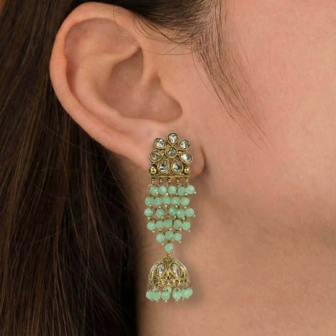 Gold-Plated-Floral-Kundan-Jhumka-Earrings