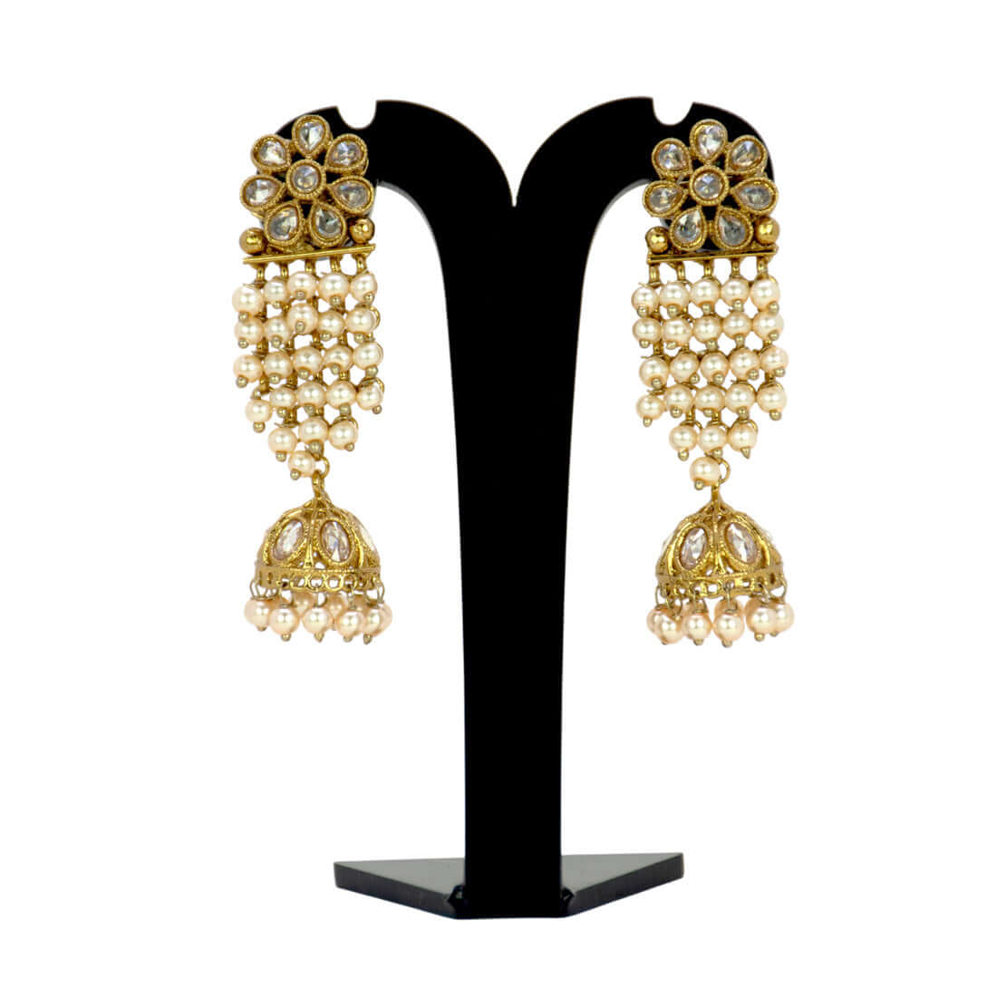 Gold-Plated-Floral-Kundan-Jhumka-Earrings
