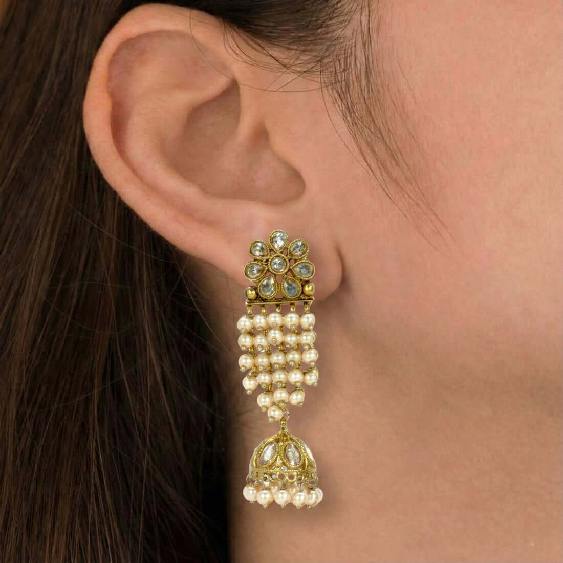 Gold-Plated-Floral-Kundan-Jhumka-Earrings