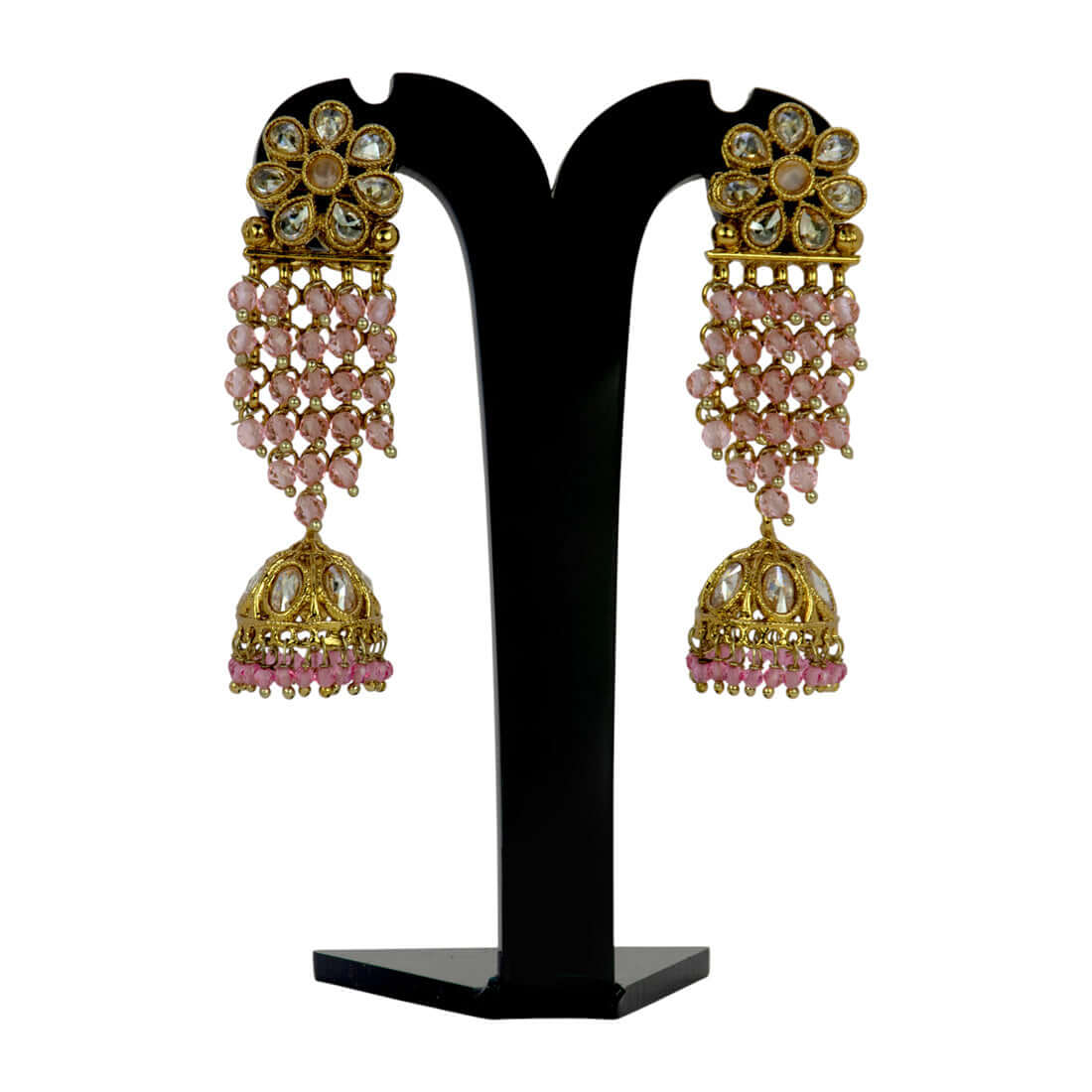 Gold-Plated-Floral-Kundan-Jhumka-Earrings