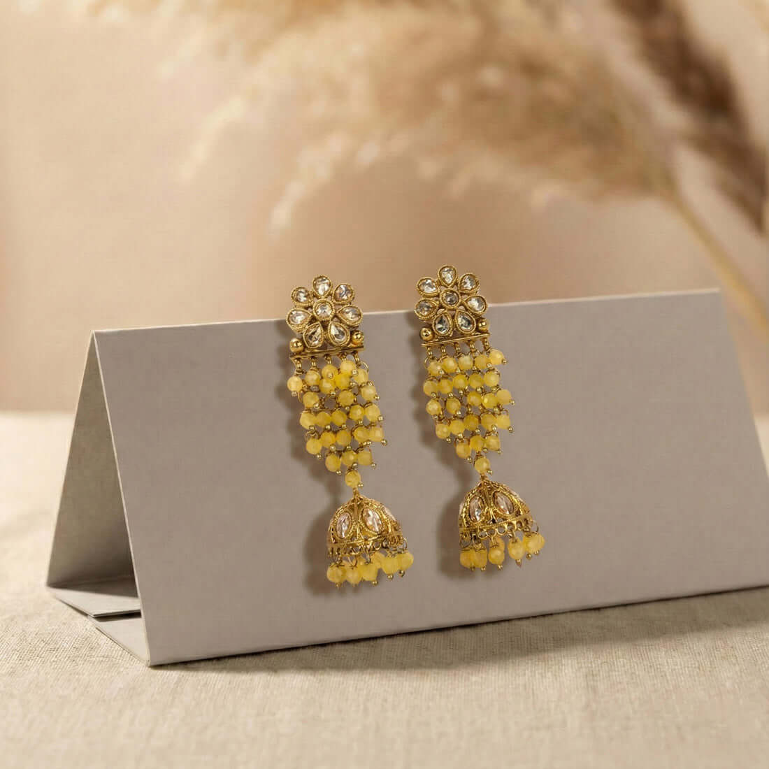 Gold-Plated-Floral-Kundan-Jhumka-Earrings