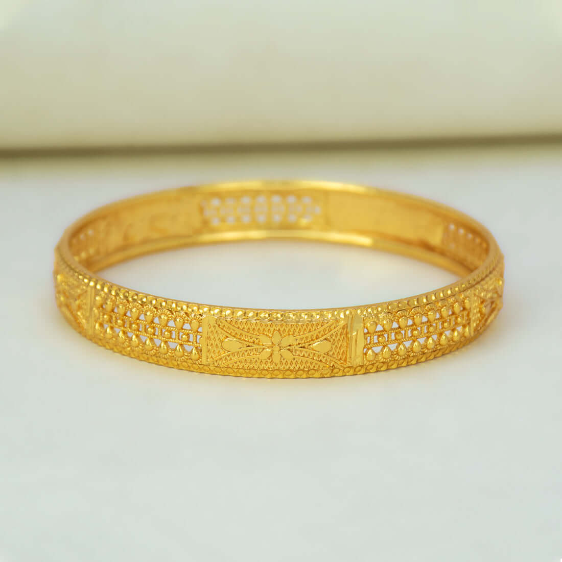 Gold Plated Floral Mesh Design Bangle