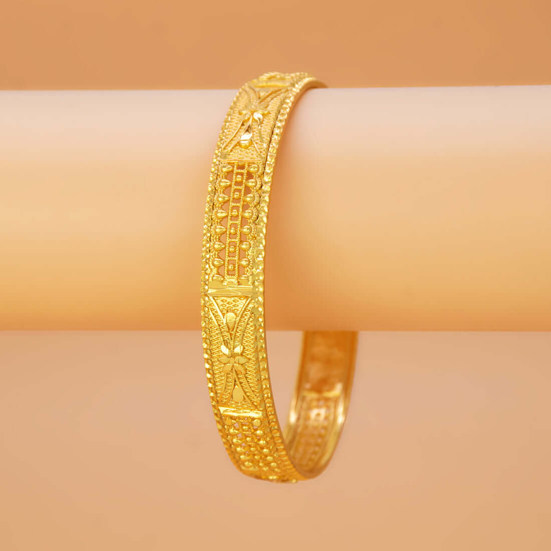 Gold Plated Floral Mesh Design Bangle