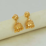 Gold-Plated Floral Stud Beads Hanging Jhumka Earrings