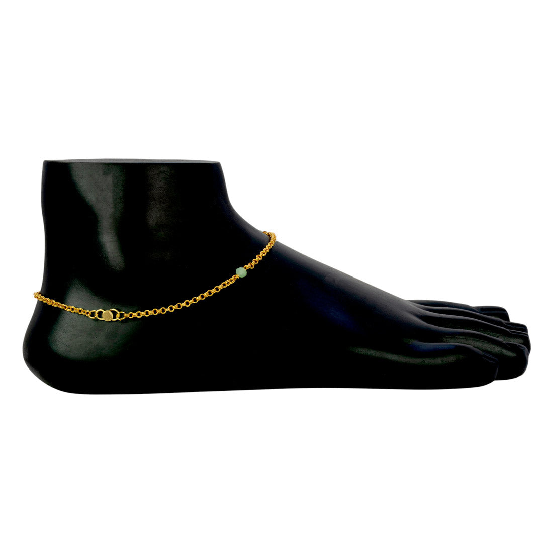 Gold-Plated-Green-Beaded-Anklet