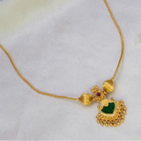 Gold-Plated Green Palakka Pendant Necklace