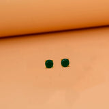 Gold-Plated-Green-Stone-Stud-Earrings