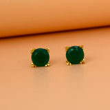 Gold-Plated-Green-Stone-Stud-Earrings