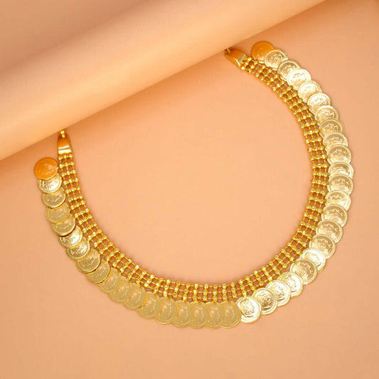 South Indian Gold-Plated Head Kasu Choker Necklace