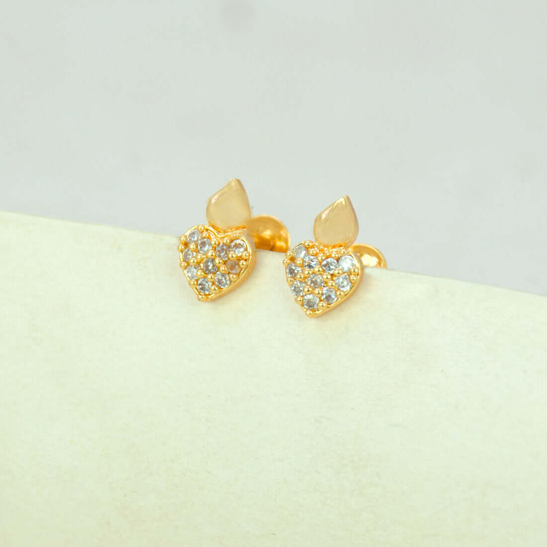 Gold-Plated-Heart-CZ-Second-Stud-Earring