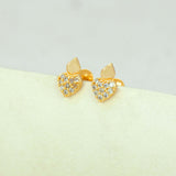 Gold-Plated-Heart-CZ-Second-Stud-Earring