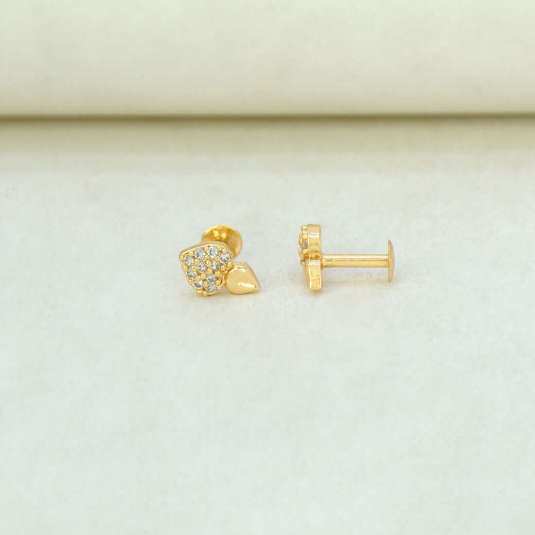 Gold-Plated-Heart-CZ-Second-Stud-Earring