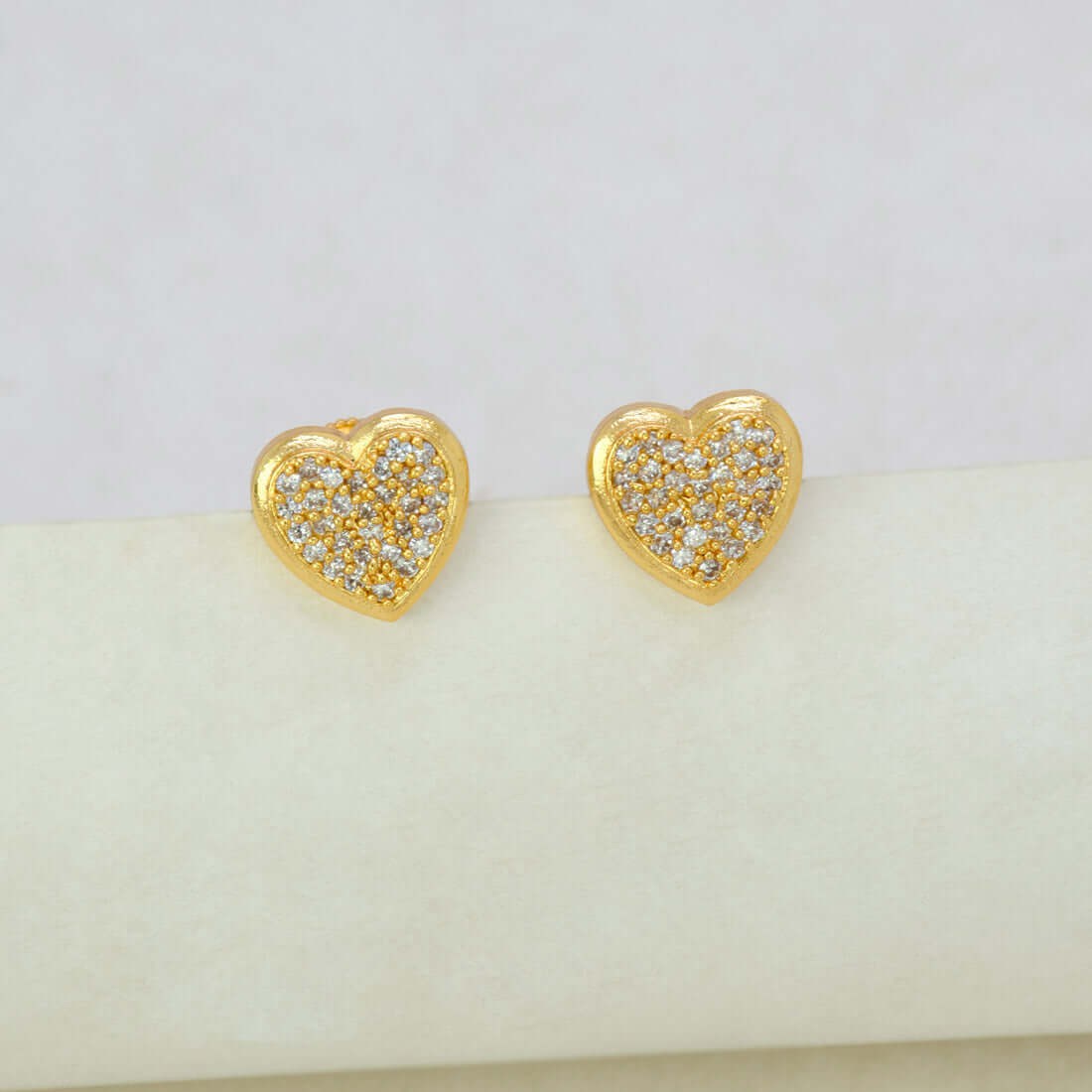 Gold-Plated-Heart-Shaped-Stone-Stud-Earrings