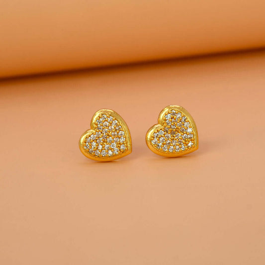 Gold-Plated-Heart-Shaped-Stone-Stud-Earrings