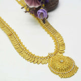 Gold Plated Lakshmi Kashu Model Cz Long Chain Haram
