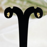 Gold Plated CZ Leaf Stud Earrings