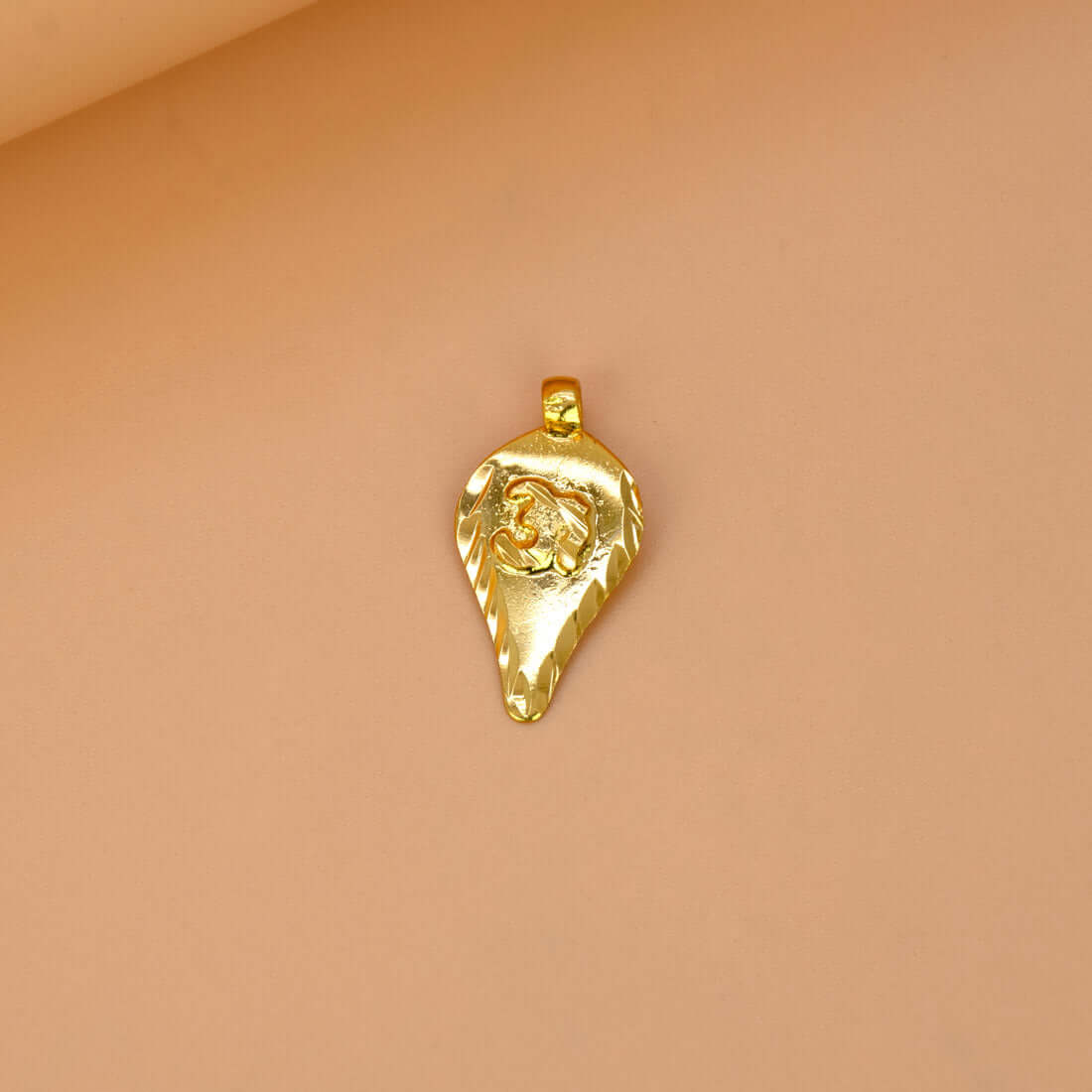 Gold-Plated-Leaf-Design-Om-Pendant