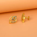 Exquisite Designer Gold Plated Stone Ear Studs