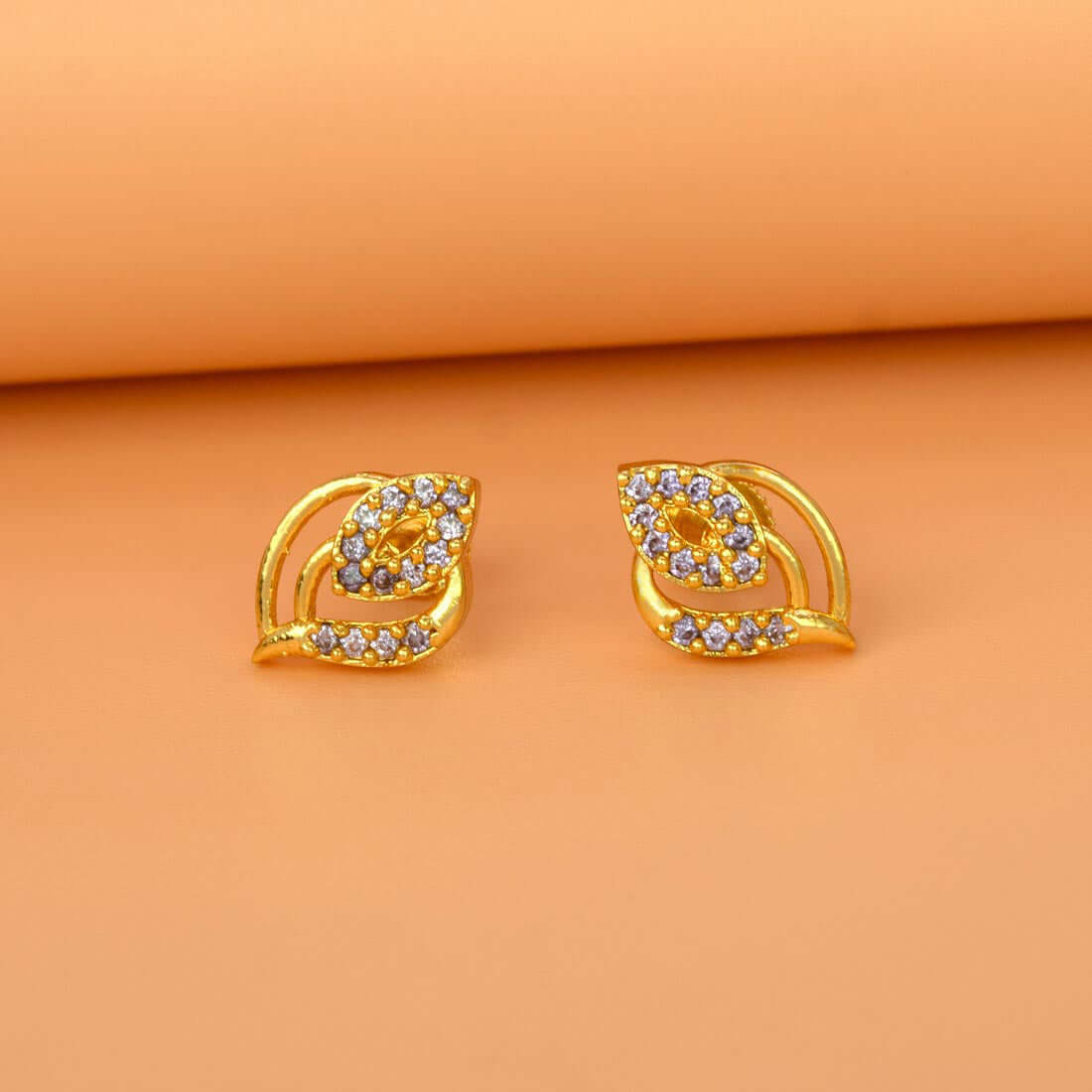 Exquisite Designer Gold Plated Stone Ear Studs