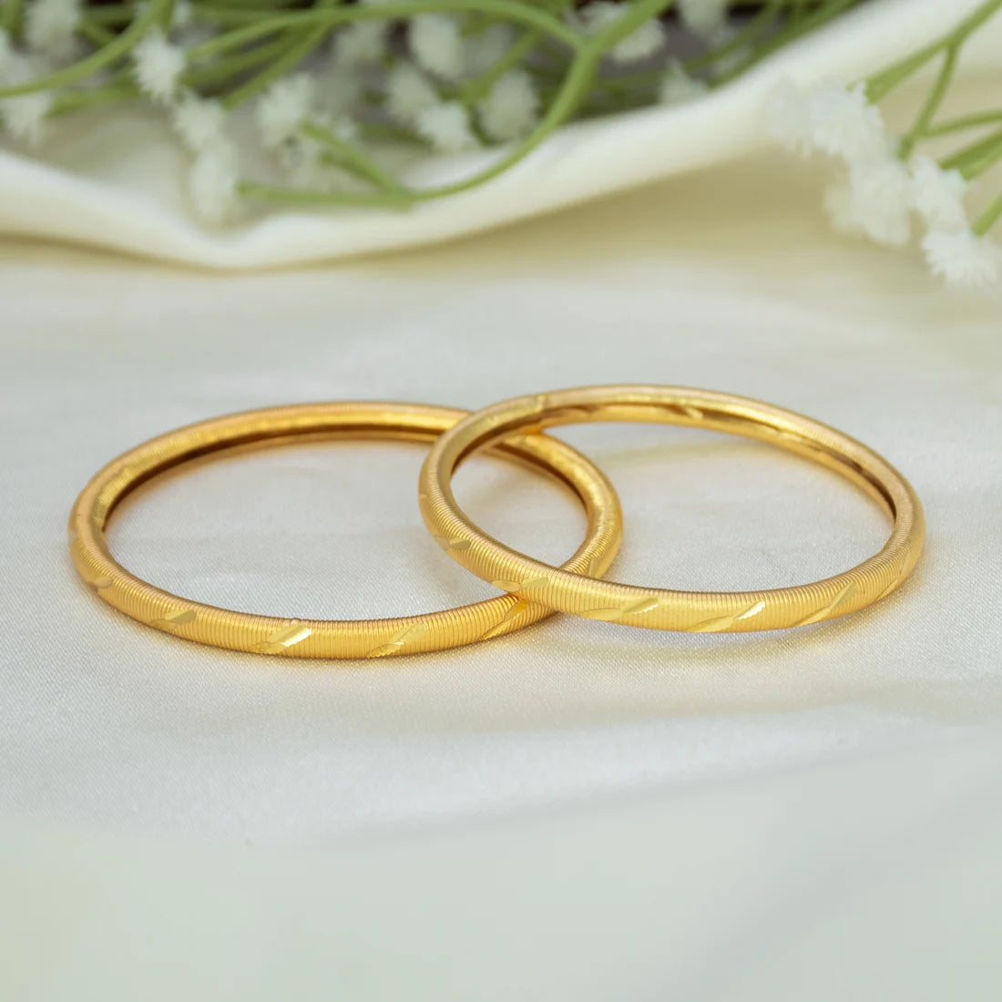 Gold-Plated Designer Pipe Baby Bangles