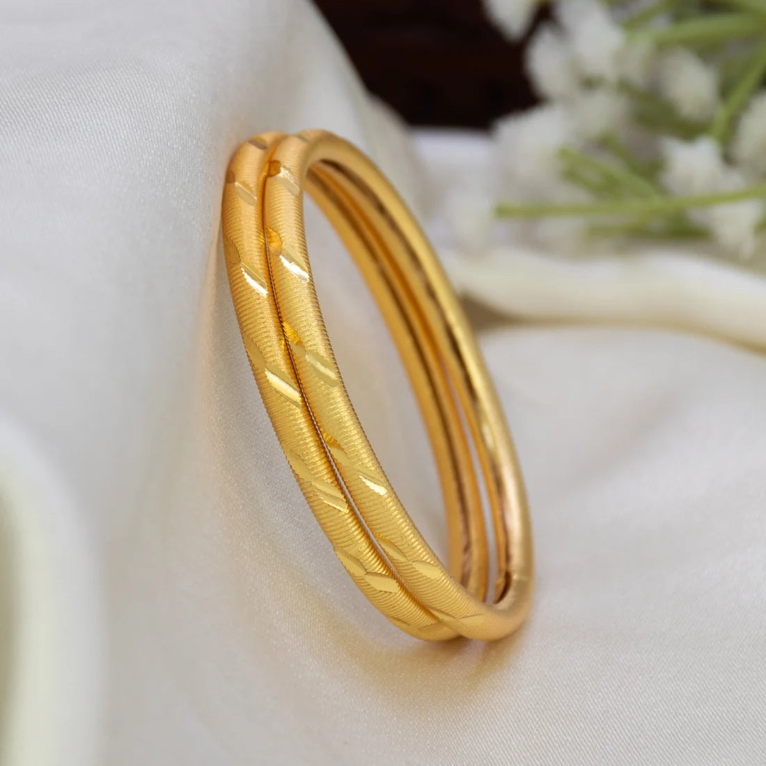 Gold-Plated Designer Pipe Baby Bangles