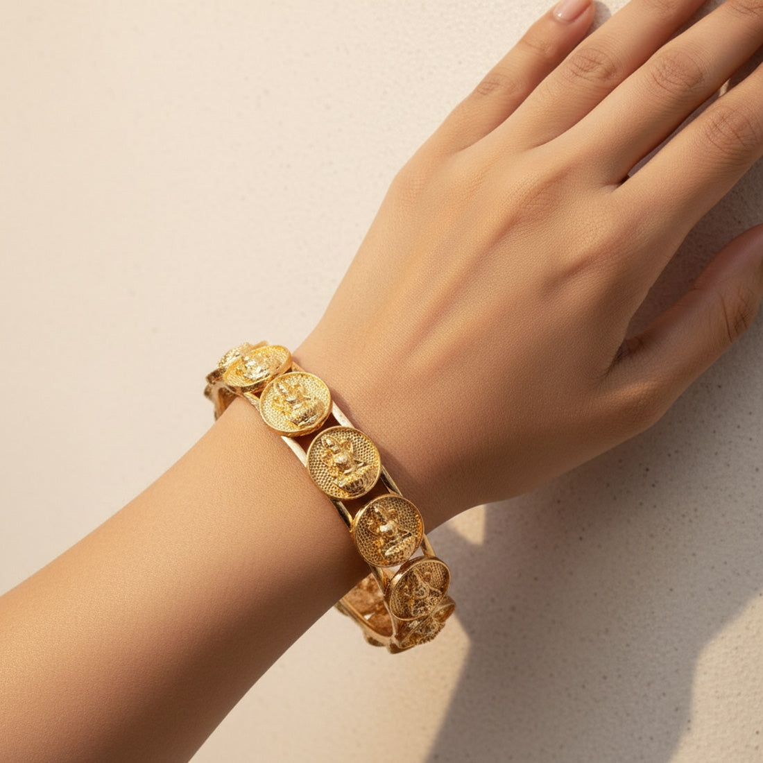 Gold Plated Matte Lakshmi Bangles