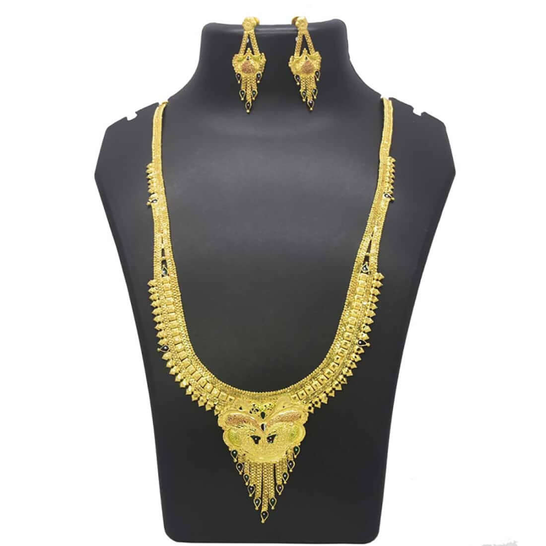 Gold Plated Meenakari Lappa Long Chain Set
