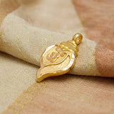 Small Gold Plated Om Engraved Conch Shell Pendant