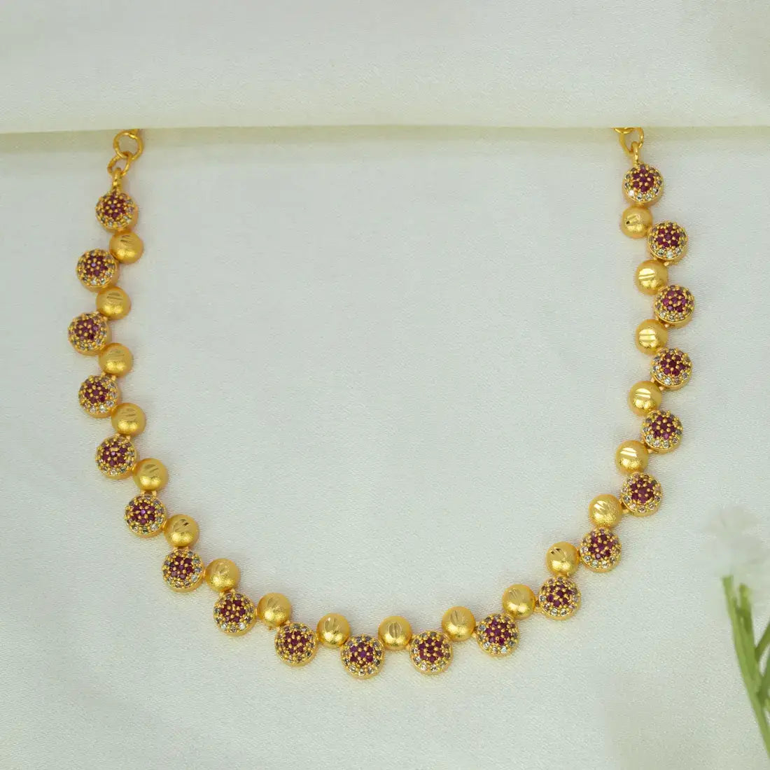 Versatile Gold Plated Stone Studded Ball Necklace