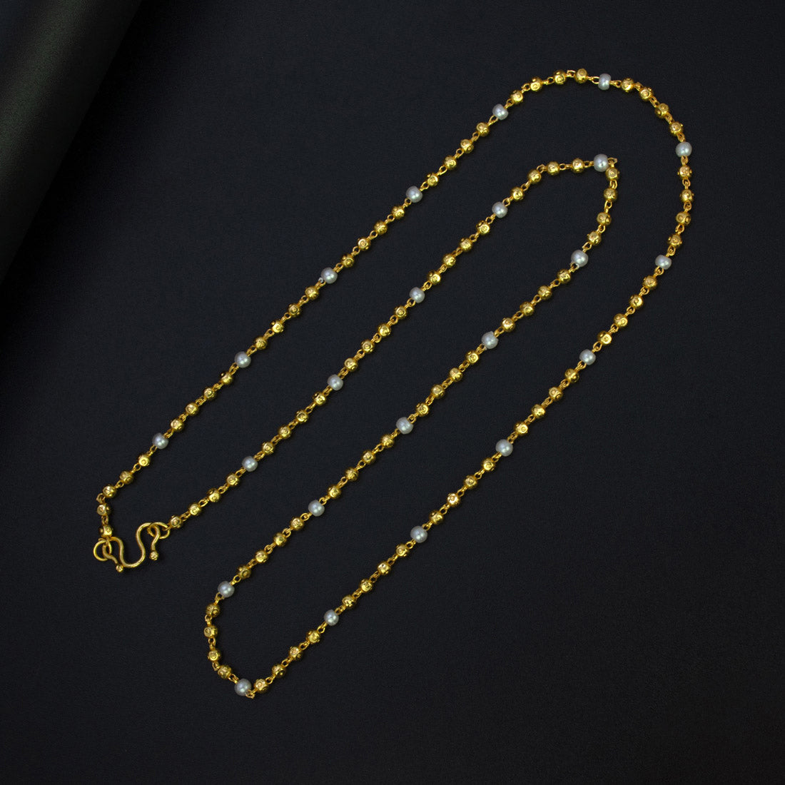 Gold-Plated-Pearl-Beaded-Long-Chain