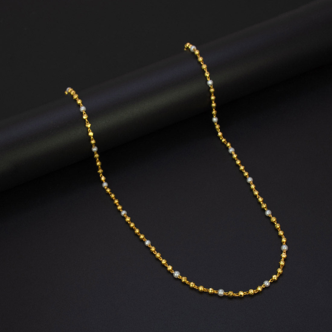Gold-Plated-Pearl-Beaded-Long-Chain