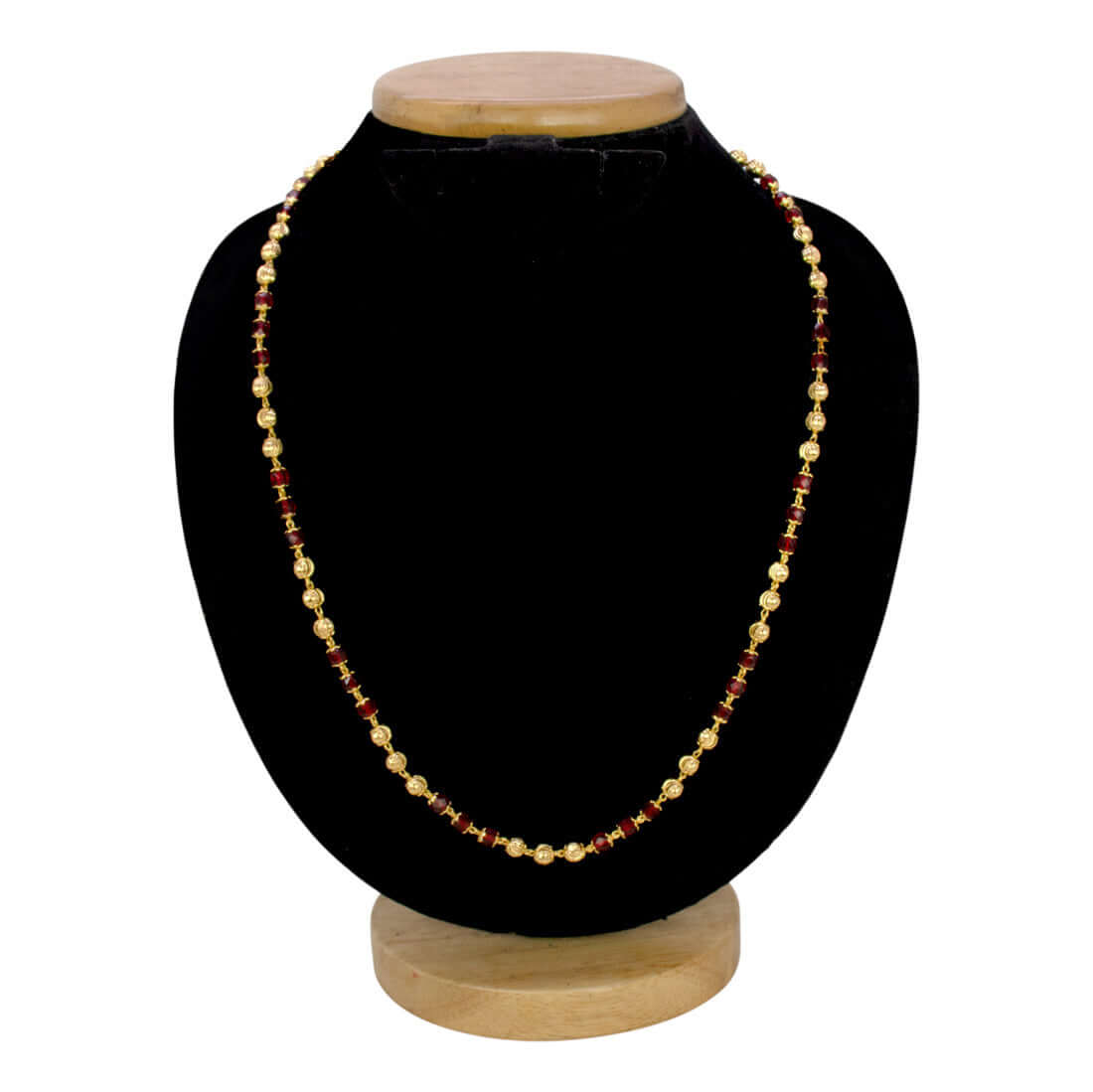 Gold-Plated-Red-Crystal-Beaded-Chain
