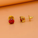 Dazzling Gold Plated Red Stone Stud Earrings